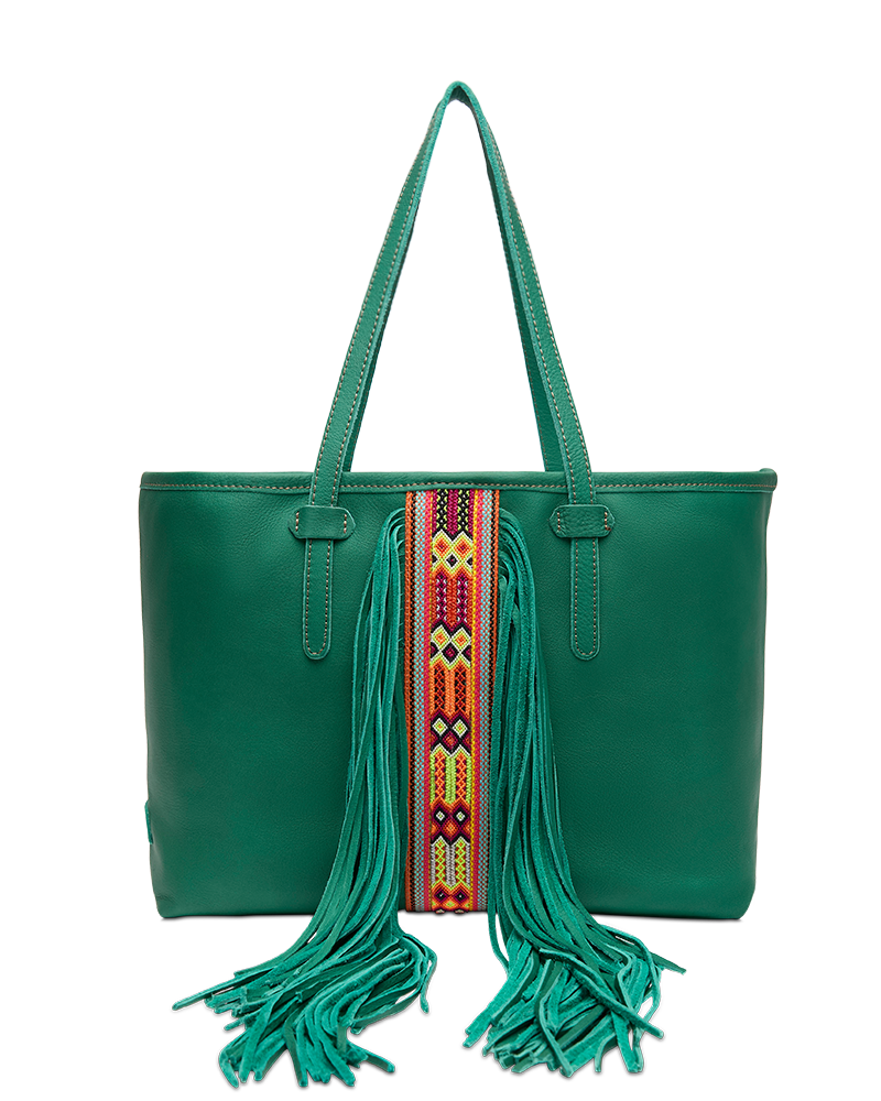 Consuela Tote Bag - Teal Breezy Fringe