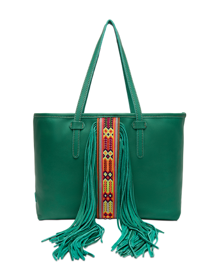 Consuela Tote Bag - Teal Breezy Fringe