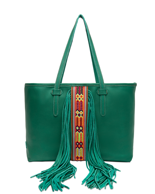 Consuela Tote Bag - Teal Breezy Fringe