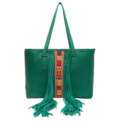 Consuela Tote Bag - Teal Breezy Fringe