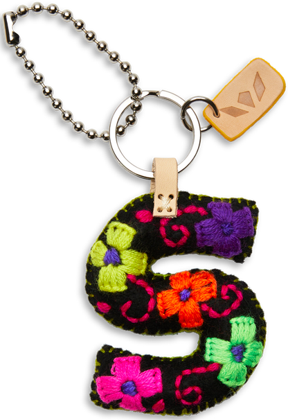 Consuela Bag Charm - Black Felt Alphabet