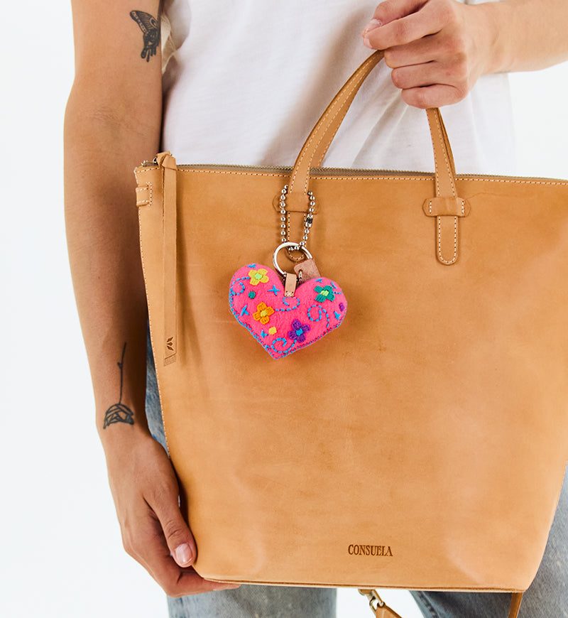 Consuela Bag Charm - Corazon Grande Pink