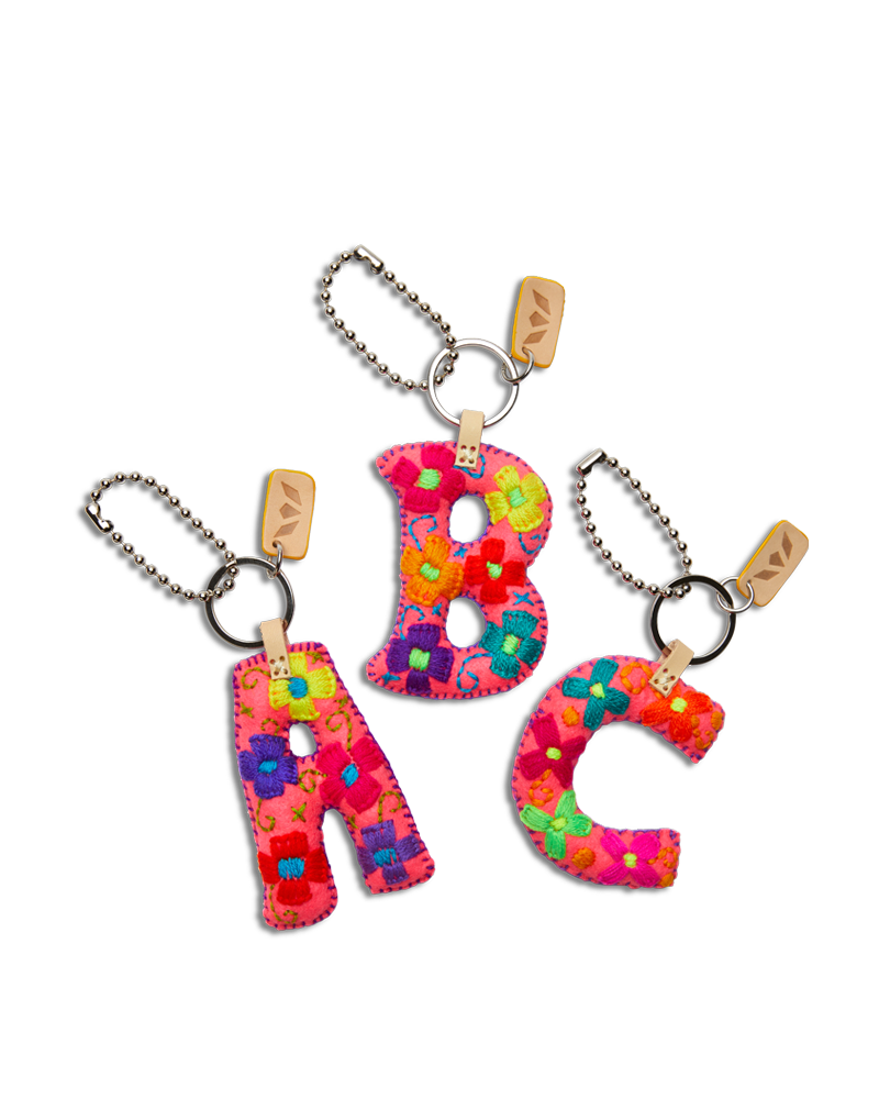 Consuela Bag Charm - Pink Felt Alphabet