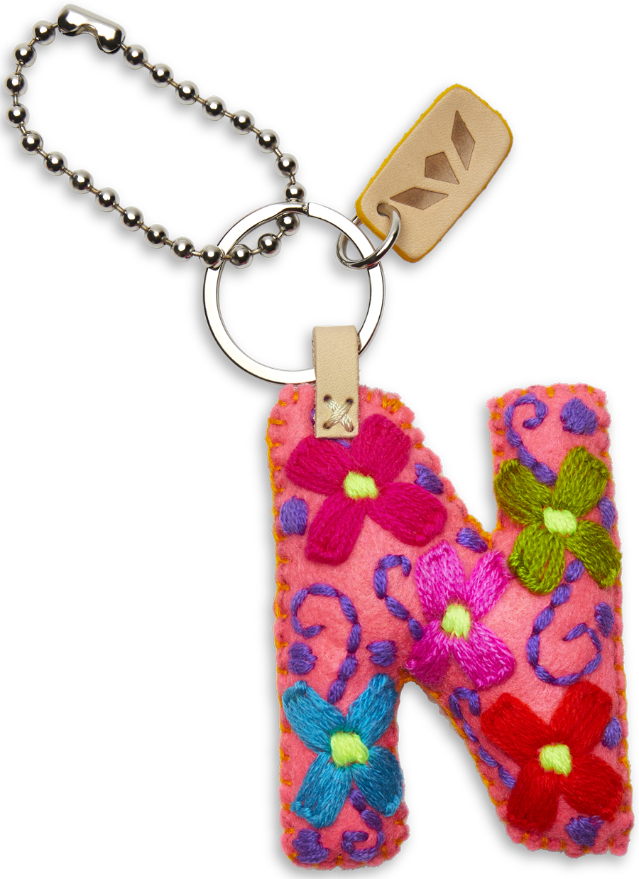 Consuela Bag Charm - Pink Felt Alphabet