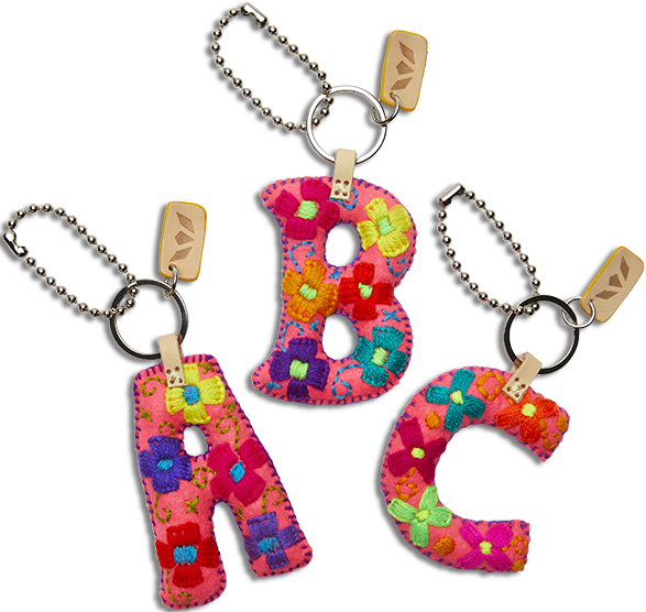 Consuela Bag Charm - Pink Felt Alphabet