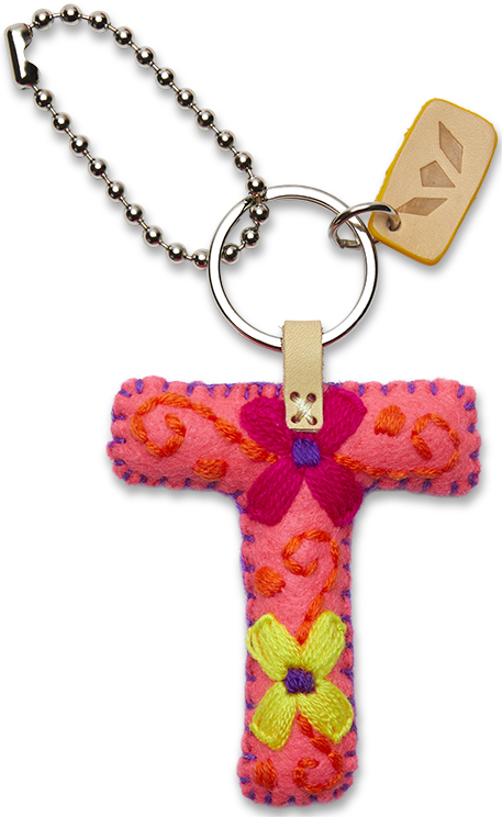 Consuela Bag Charm - Pink Felt Alphabet