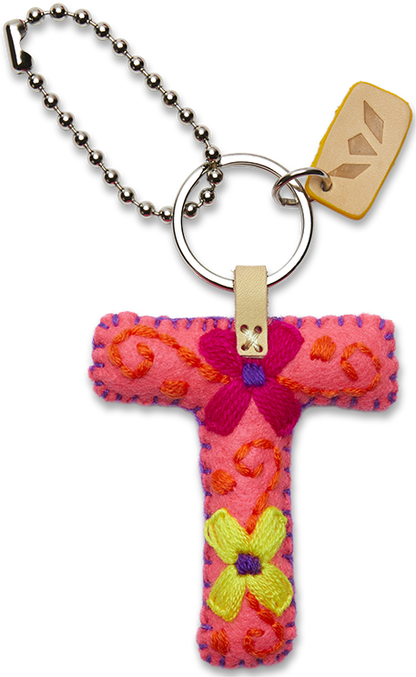 Consuela Bag Charm - Pink Felt Alphabet