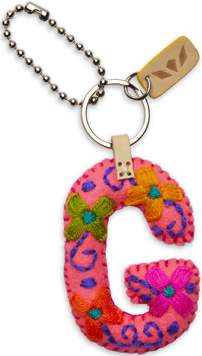Consuela Bag Charm - Pink Felt Alphabet