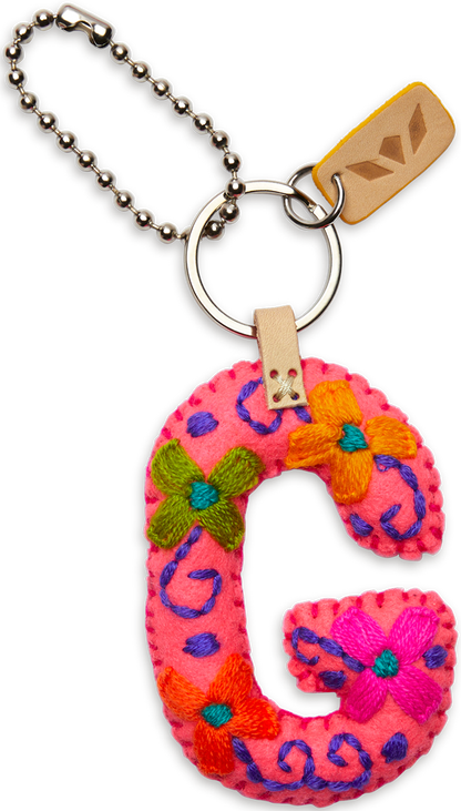 Consuela Bag Charm - Pink Felt Alphabet