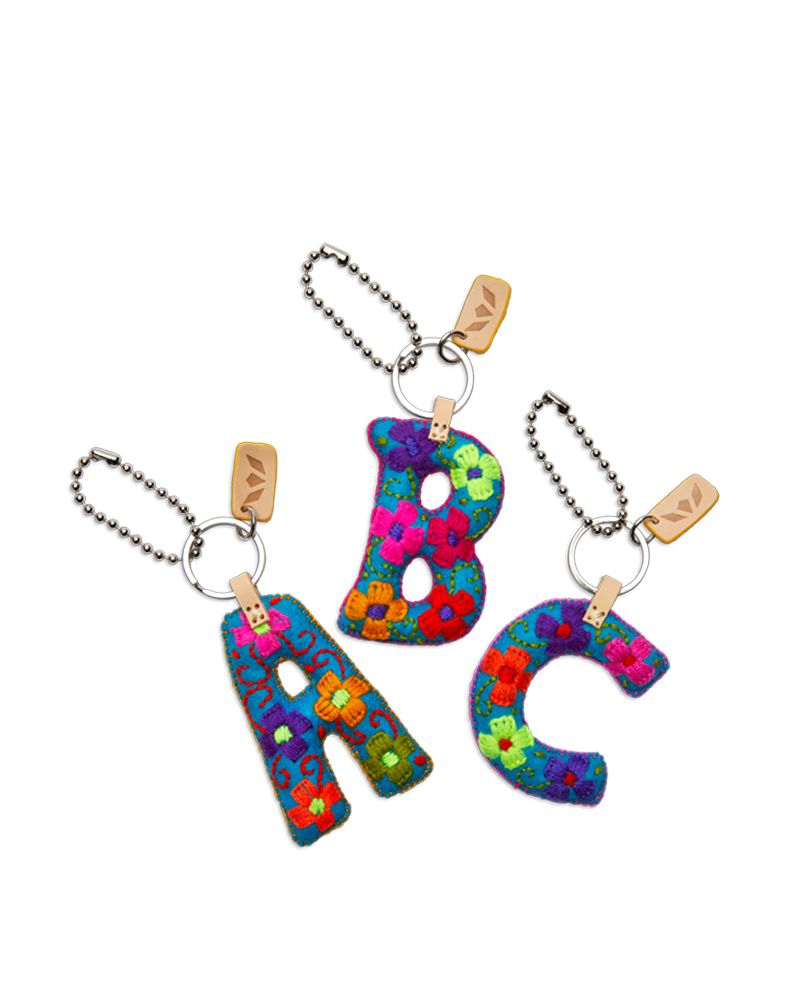 Consuela Bag Charm - Turquoise Felt Alphabet