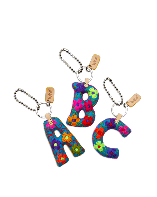 Consuela Bag Charm - Turquoise Felt Alphabet