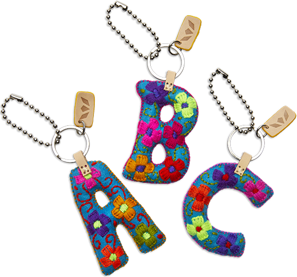 Consuela Bag Charm - Turquoise Felt Alphabet