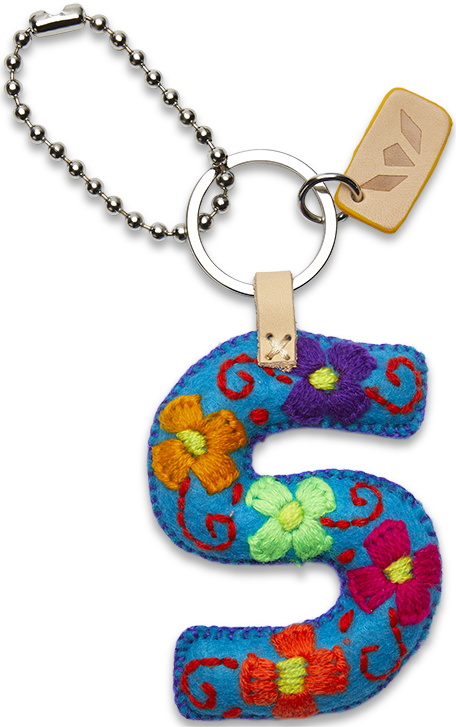 Consuela Bag Charm - Turquoise Felt Alphabet