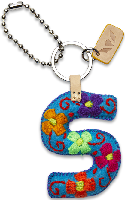 Consuela Bag Charm - Turquoise Felt Alphabet