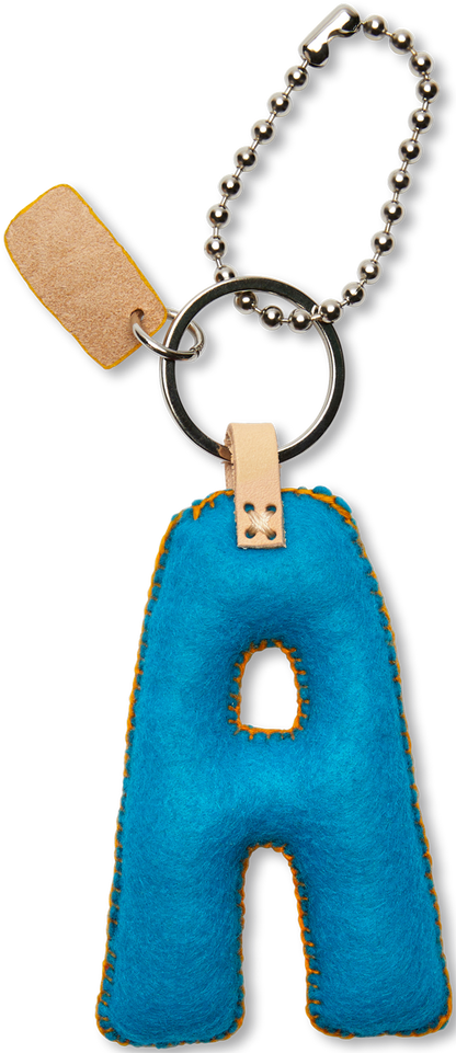 Consuela Bag Charm - Turquoise Felt Alphabet