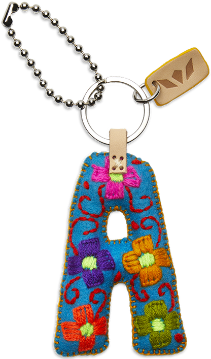 Consuela Bag Charm - Turquoise Felt Alphabet