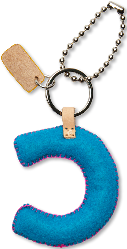 Consuela Bag Charm - Turquoise Felt Alphabet