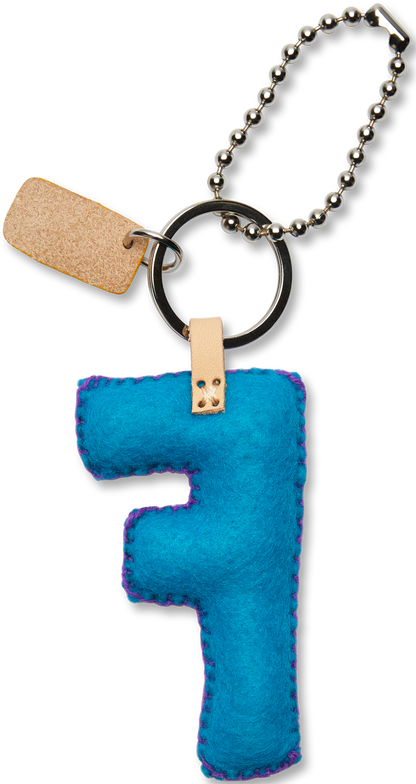 Consuela Bag Charm - Turquoise Felt Alphabet