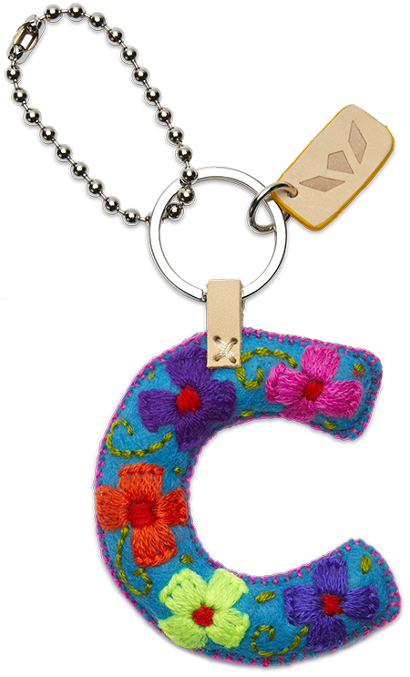 Consuela Bag Charm - Turquoise Felt Alphabet