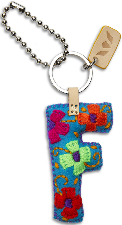 Consuela Bag Charm - Turquoise Felt Alphabet