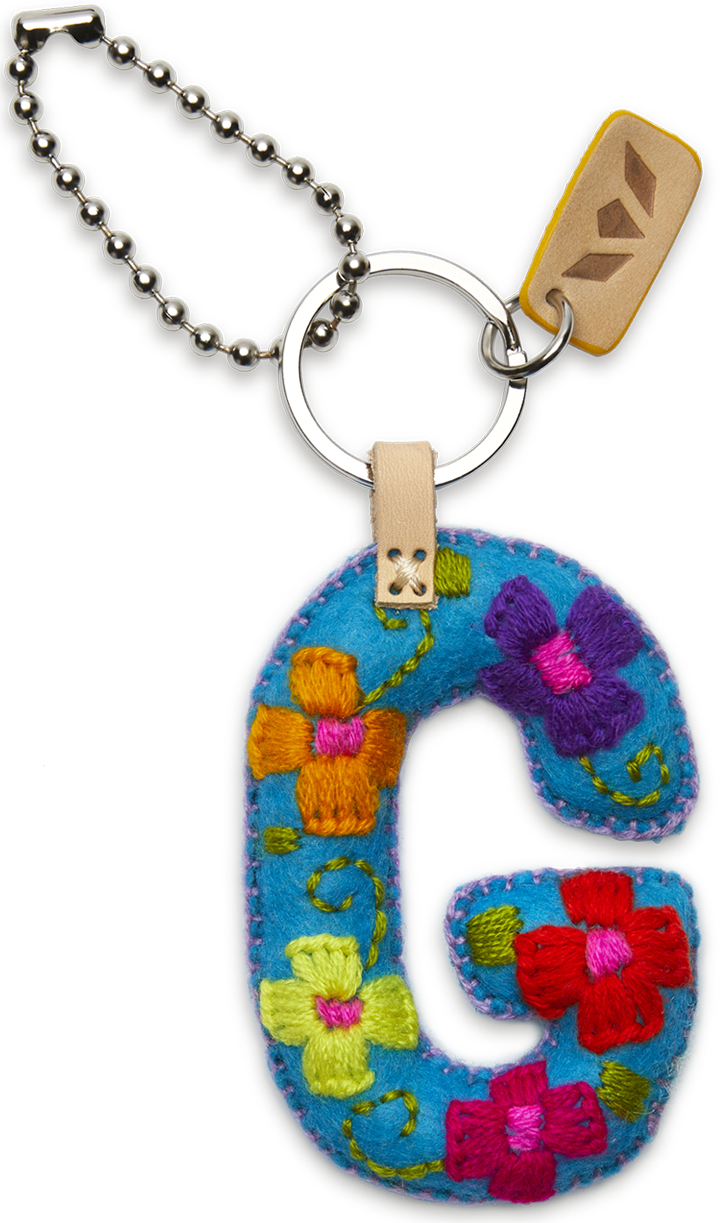 Consuela Bag Charm - Turquoise Felt Alphabet