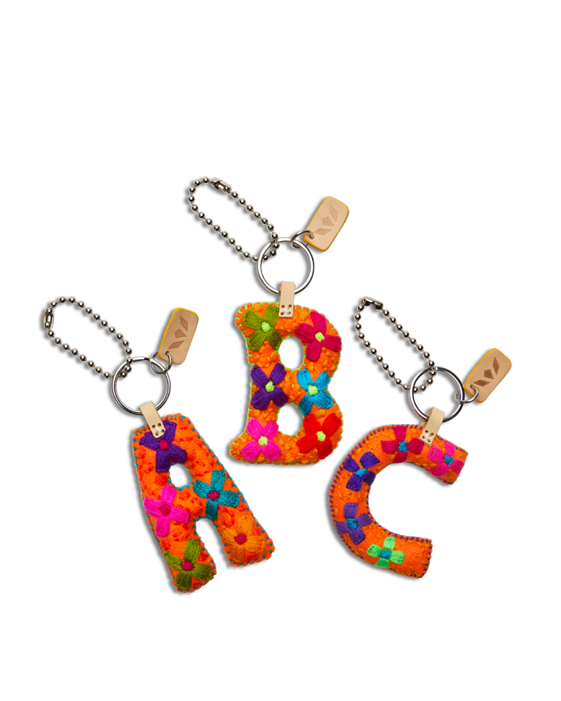 Consuela Bag Charm - Orange Felt Alphabet