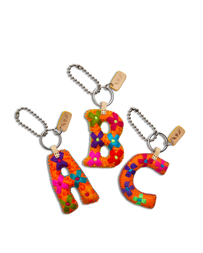 Consuela Bag Charm - Orange Felt Alphabet