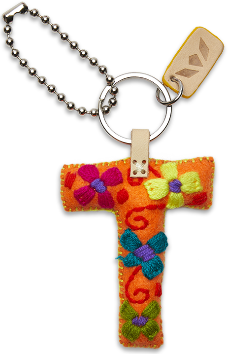Consuela Bag Charm - Orange Felt Alphabet