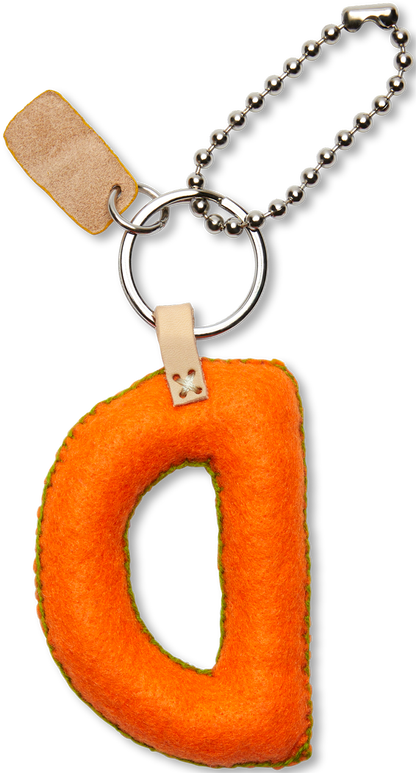 Consuela Bag Charm - Orange Felt Alphabet