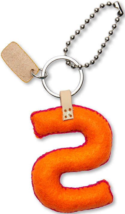 Consuela Bag Charm - Orange Felt Alphabet