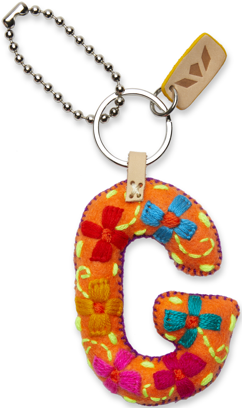 Consuela Bag Charm - Orange Felt Alphabet