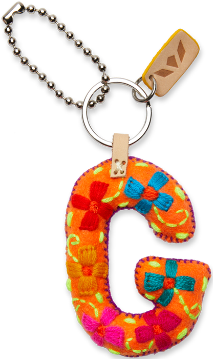 Consuela Bag Charm - Orange Felt Alphabet