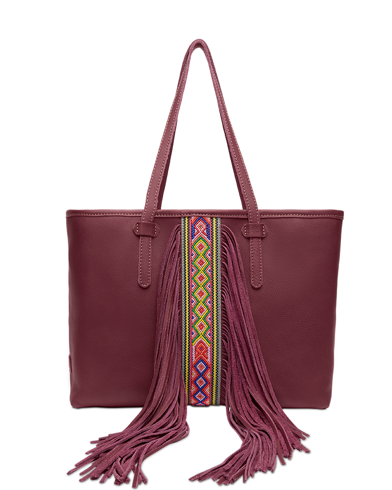 Consuela Tote Bag - Plum Breezy Fringe