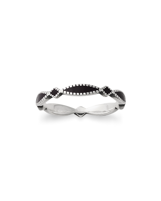 Consuela Enamel Black Cordoba Stacker Ring
 – Consuela