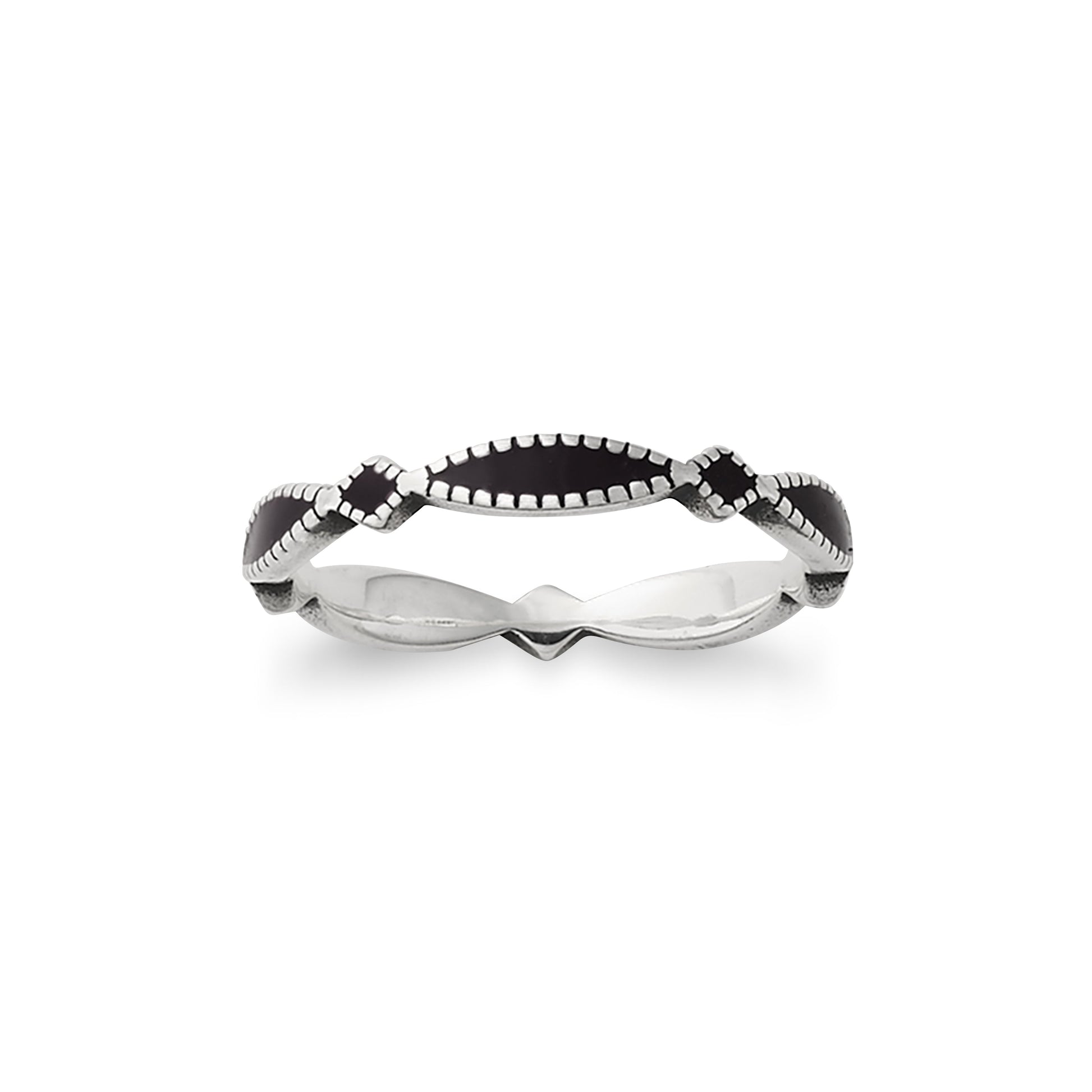 Consuela Enamel Black Cordoba Stacker Ring
 – Consuela
