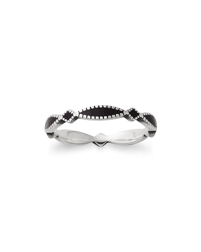 Consuela Enamel Black Cordoba Stacker Ring
 – Consuela