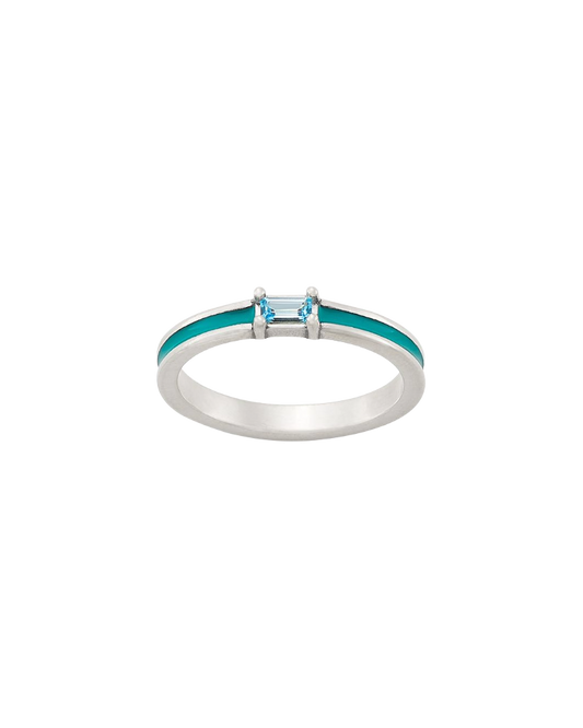 Consuela Enamel Blue Gemstone Stacker Ring
 – Consuela