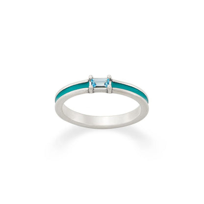 Consuela Enamel Blue Gemstone Stacker Ring
 – Consuela