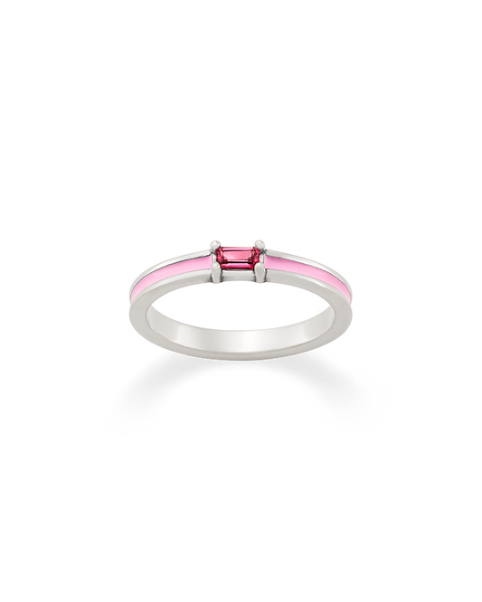 Consuela Enamel Pink Gemstone Stacker Ring
 – Consuela