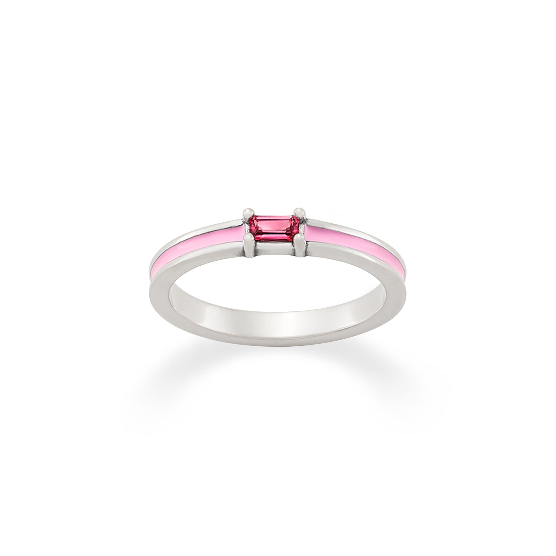 Consuela Enamel Pink Gemstone Stacker Ring
 – Consuela