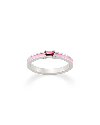 Consuela Enamel Pink Gemstone Stacker Ring
 – Consuela