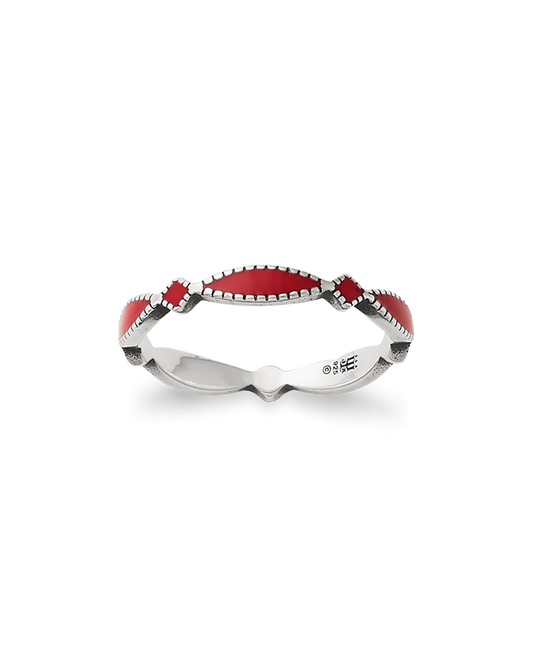 Consuela Enamel Red Cordoba Stacker Ring
 – Consuela