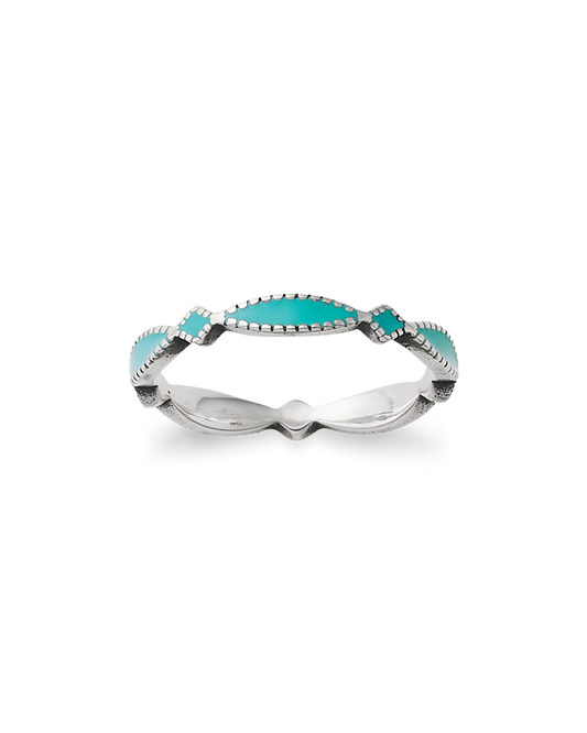 Consuela Enamel Teal Cordoba Stacker Ring
 – Consuela