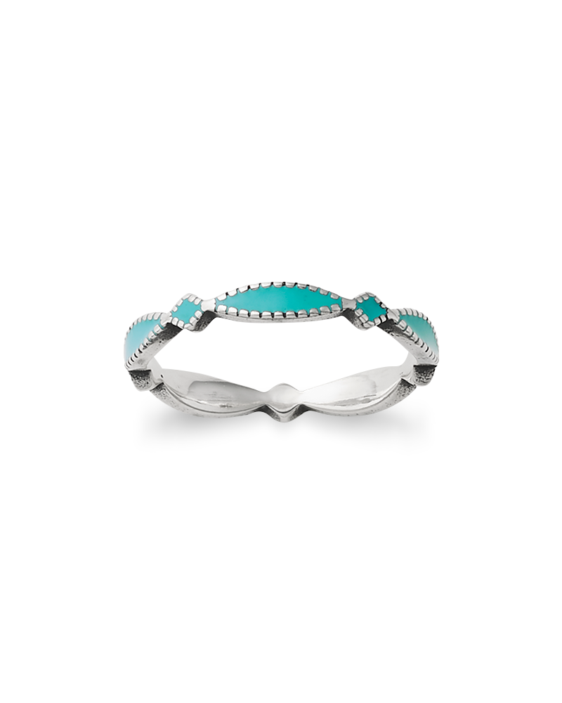 Consuela Enamel Teal Cordoba Stacker Ring
 – Consuela