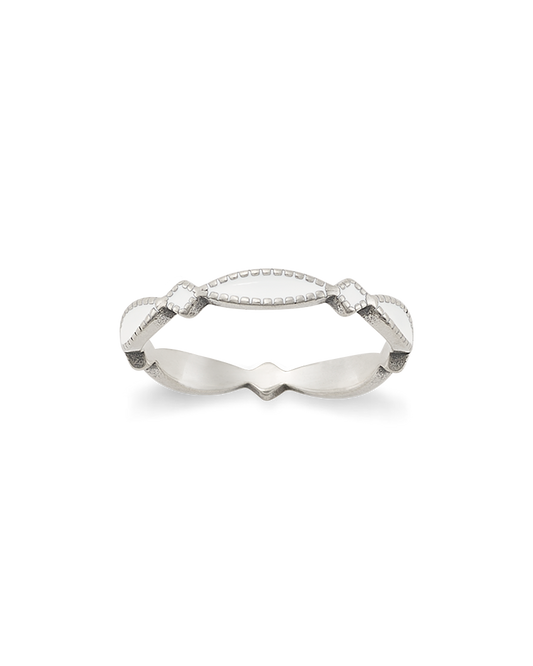 Consuela Enamel White Cordoba Stacker Ring
 – Consuela