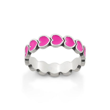 Consuela Enamel Dark Pink Connected Hearts Ring
 – Consuela