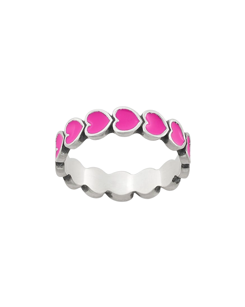 Consuela Enamel Dark Pink Connected Hearts Ring
 – Consuela