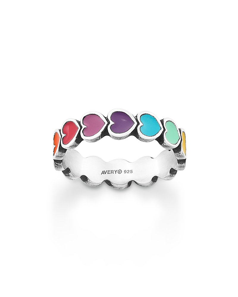 Consuela Enamel Multi-Colored Connected Hearts Ring
 – Consuela