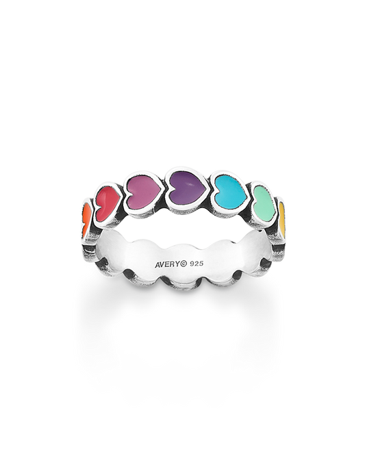 Consuela Enamel Multi-Colored Connected Hearts Ring
 – Consuela