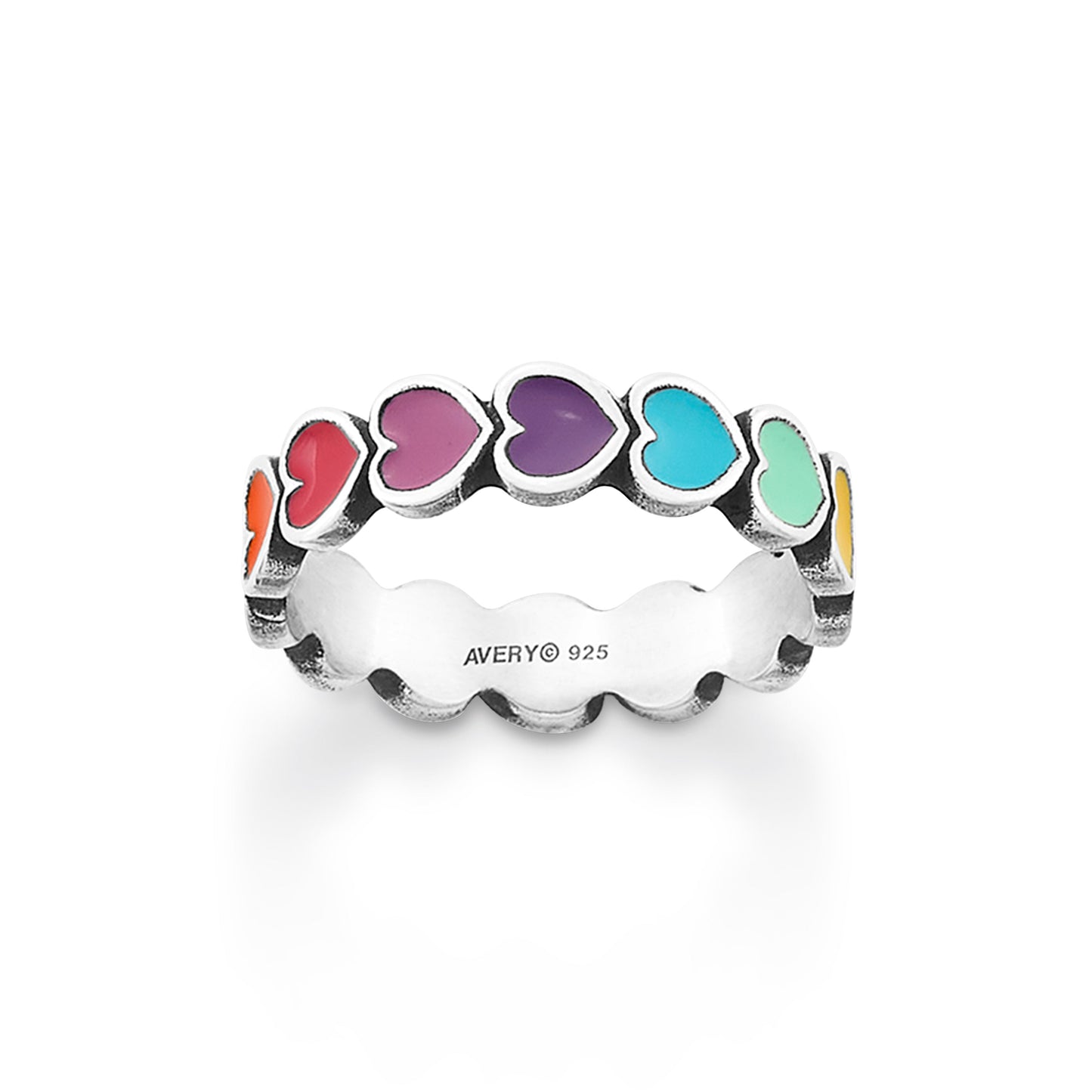 Consuela Enamel Multi-Colored Connected Hearts Ring
 – Consuela